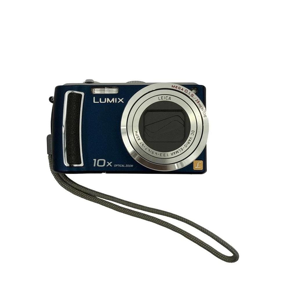 Panasonic Digital Camera Blue Lumix DMC-TZ5 10x Zoom Leica Lens Bundle Batteries
